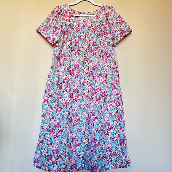 Vintage Hedy Lin Floral Muumuu Nightgown House Dress – Made in USA Cottagecore